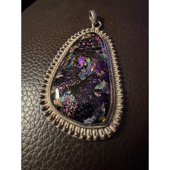 Sterling Silver Dichroic Glass pendant 34.92g - Picture 3 of 7